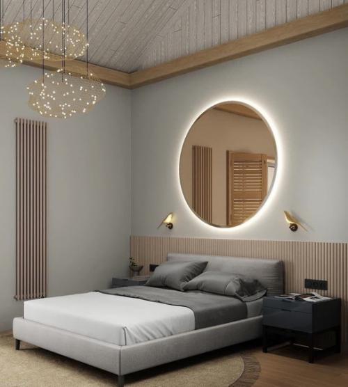 Спальня с фотообоями, которые создают особую атмосферу. 01