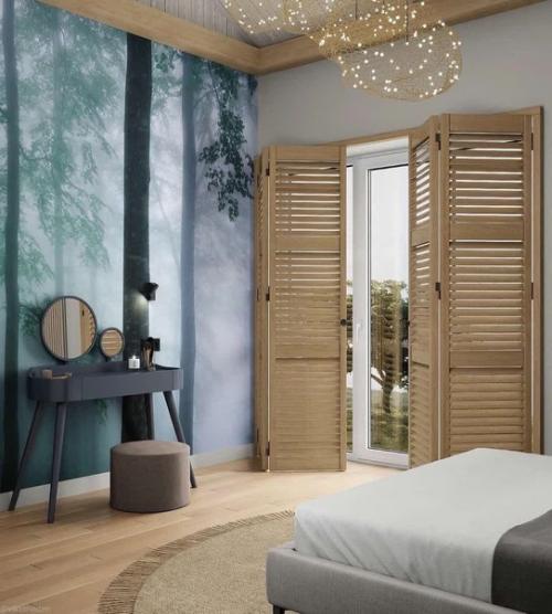 Спальня с фотообоями, которые создают особую атмосферу. 04