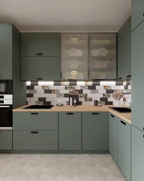 Кухня - гостиная в однокомнатной квартире площадью 45 кв. 02