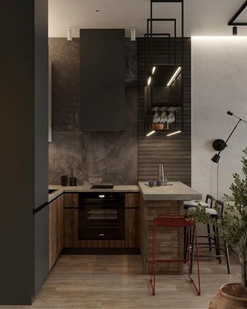 Квартира холостяка.  Текстуры фактуры дружат и идеально сочетаются. 01