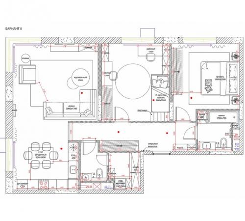 Кухня - гостиная площадью 37 кв. 09