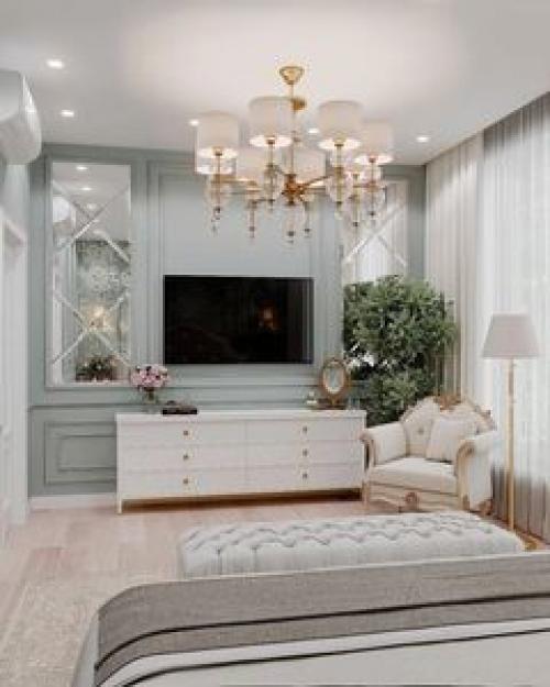 Красивая спальня.  Стиль - современная классика.