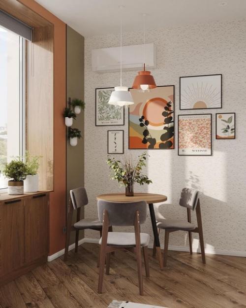 Уютная кухня с атмосферными деталями и интересными решениями. 07