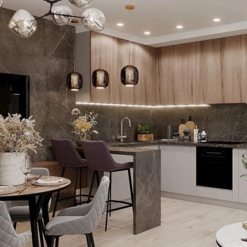 Кухня - гостиная в современном стиле.