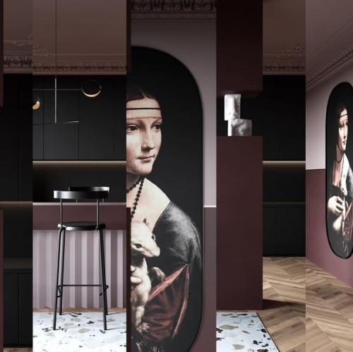 Необычный подход к оформлению зоны разделения кухни и гостиной. 04