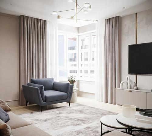 Кухня - гостиная площадью 37 кв. 08