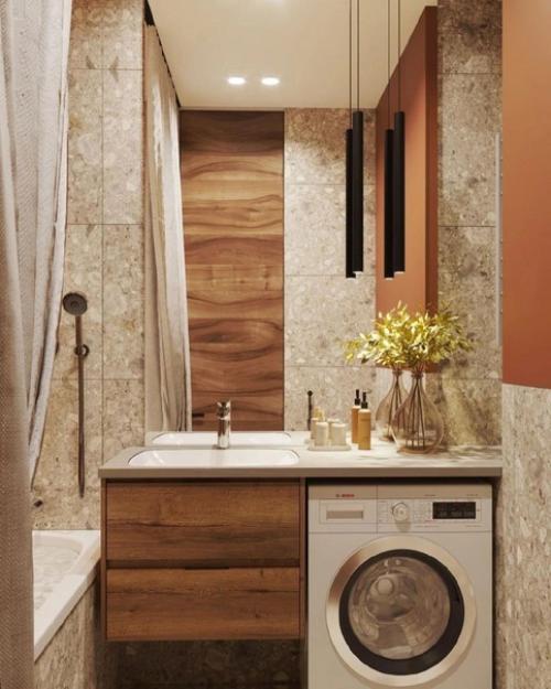 Яркая и сочная ванная комната.