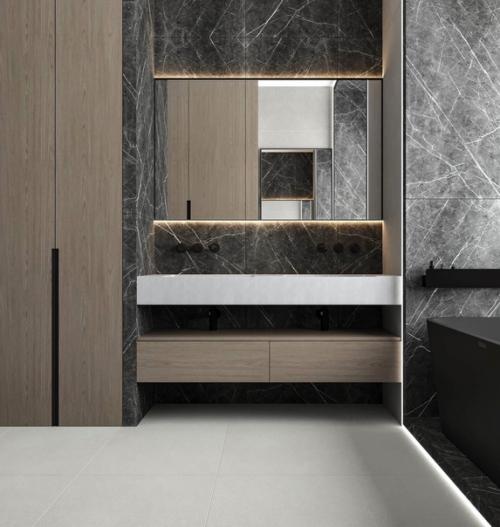 Стильное современное решение оформления ванной комнаты. 04