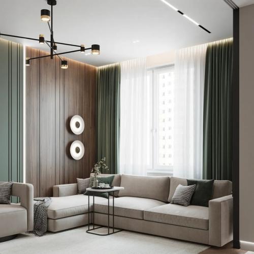 Кухня - гостиная и коридор из одного проекта в едином стиле.