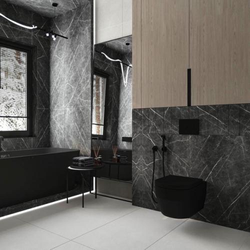 Стильное современное решение оформления ванной комнаты. 02