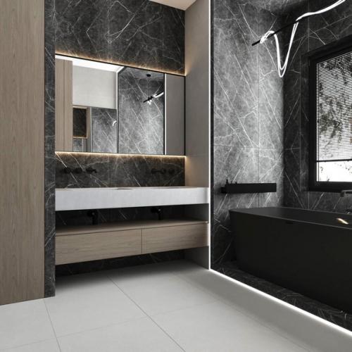 Стильное современное решение оформления ванной комнаты. 06