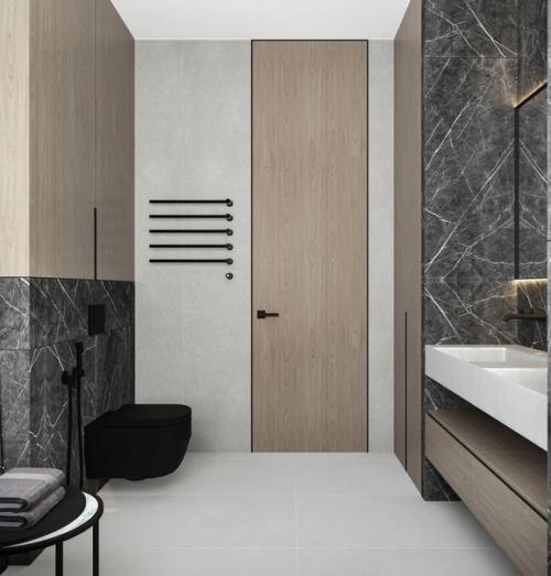 Стильное современное решение оформления ванной комнаты. 05