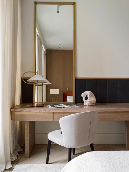 Интерьер в сливочных тонах с добавлением бежевого, розового и цвета хурмы. 04