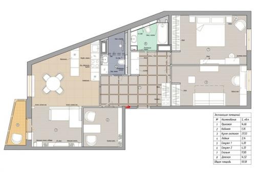Квартира с красивой отделкой и цветной мебелью. 09