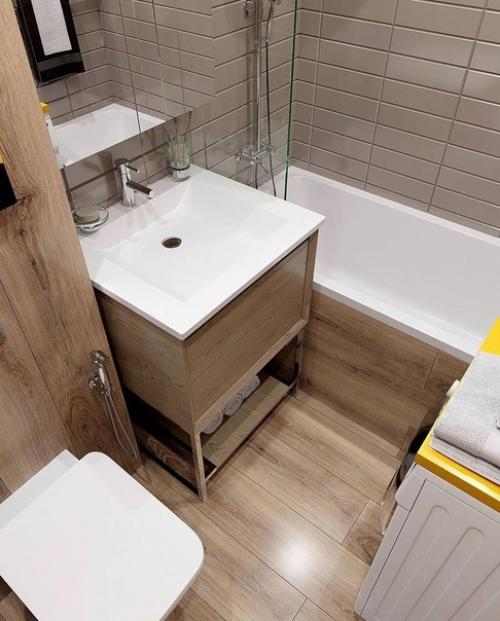 Компактный стильный дизайн ванной комнаты. 03