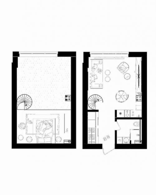 Двухуровневая квартира, общей площадью 41 кв. 08