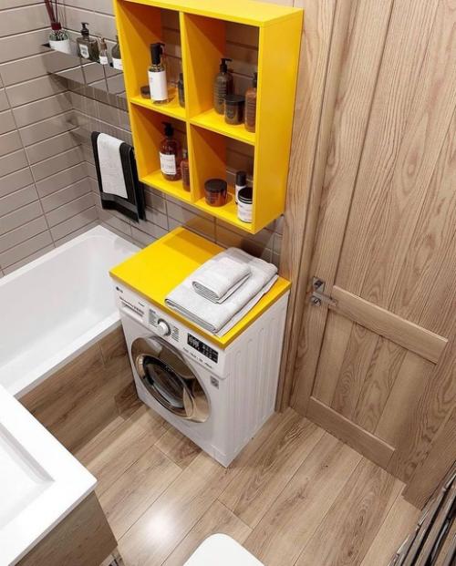 Компактный стильный дизайн ванной комнаты. 02