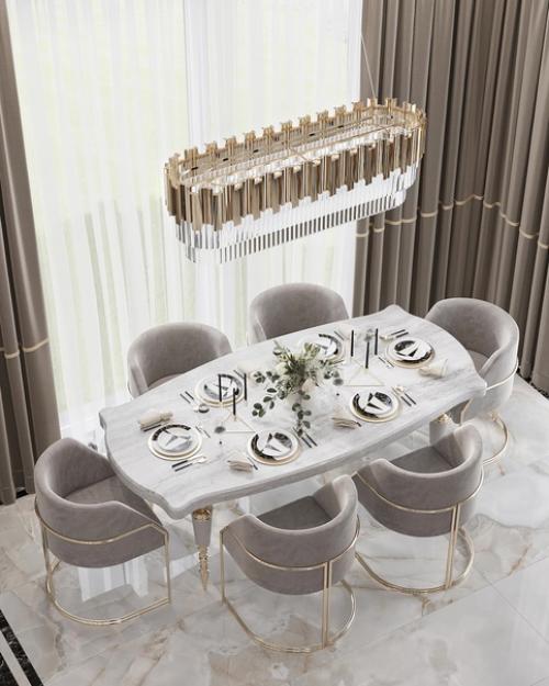 Обеденная зона кухни - гостиной в загородном доме.