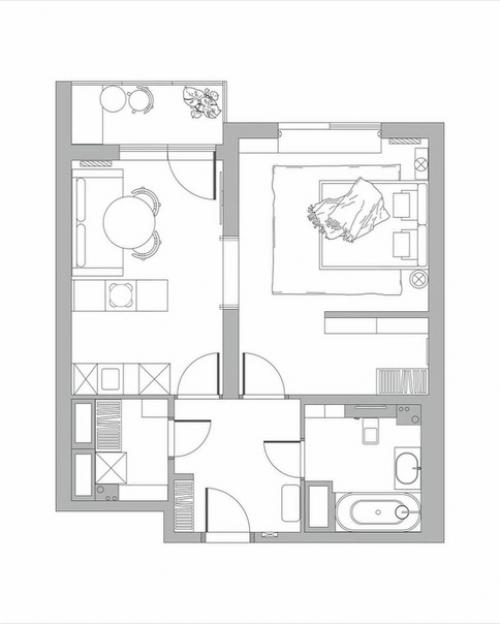 Интерьер квартиры площадью 50 кв. 09