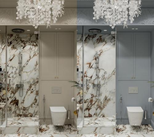 Одна ванная комната и два варианта отделки. 02