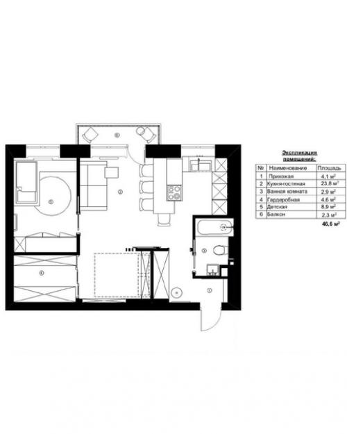 Квартира в хрущевке, площадью - 48 кв. 08
