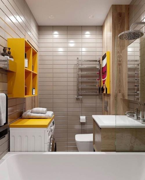 Компактный стильный дизайн ванной комнаты. 06