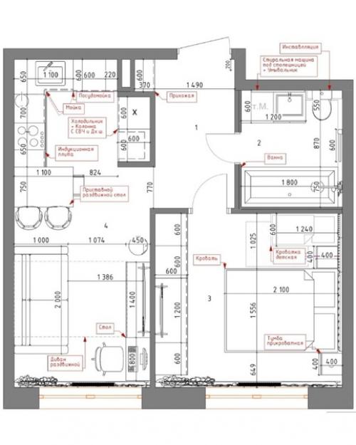 Квартира, общей площадью - 34, 63 кв. 09