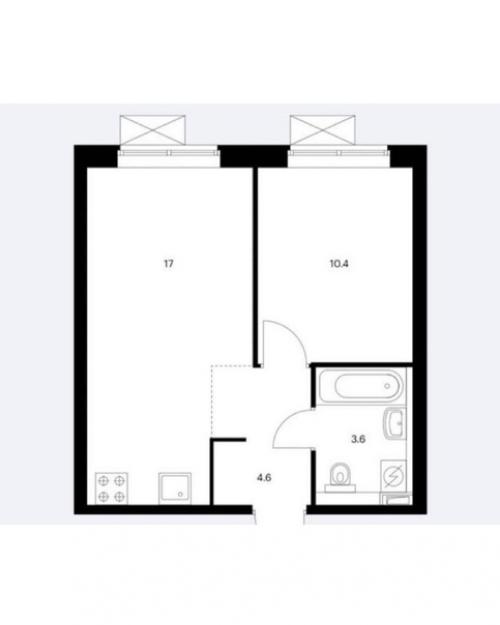 Евродвушка, общей площадью - 36 кв. 09