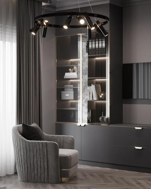 Интерьер спальни в загородном доме.