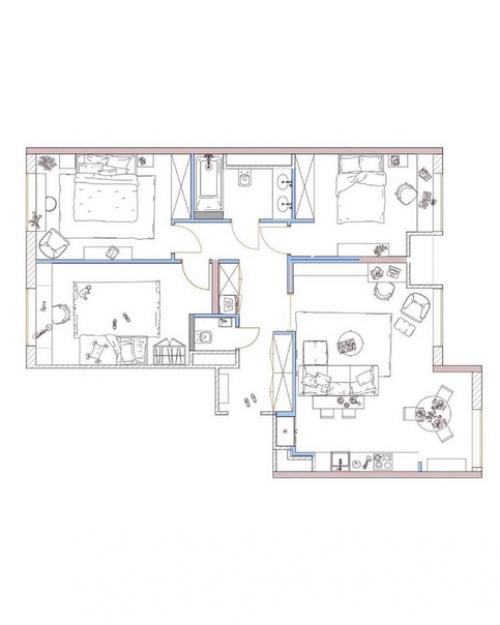 Четырехкомнатная квартира, общей площадью - 96, 7 кв. 09