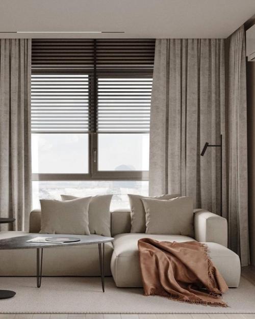 Интерьер лаконичной кухни - гостиной в современном стиле!