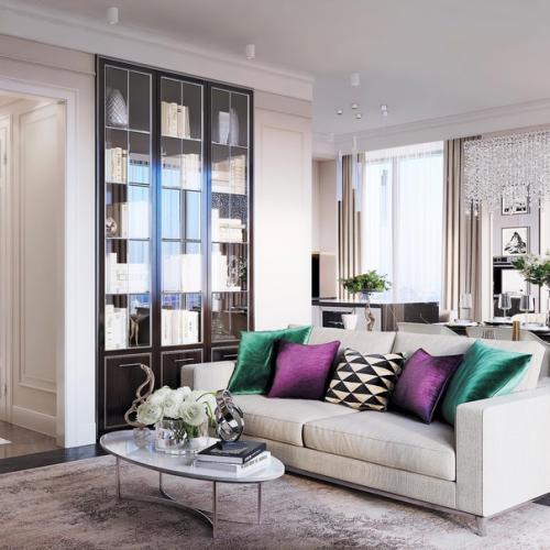 Очень стильная и уютная гостиная.