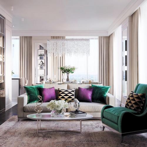 Очень стильная и уютная гостиная. 02