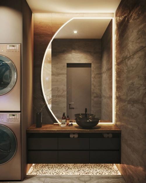 Совмещенный санузел в теплых оттенках. 06