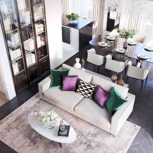 Очень стильная и уютная гостиная. 01