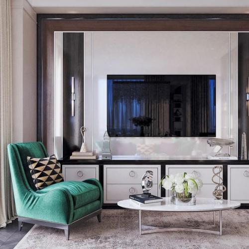 Очень стильная и уютная гостиная. 04