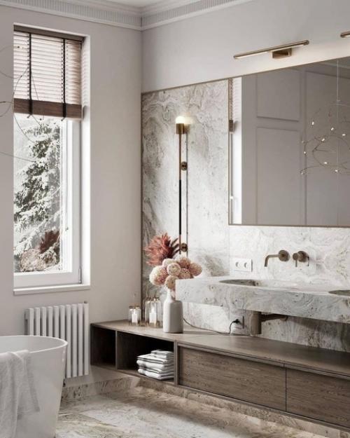 Санузел в светлой цветовой гамме.