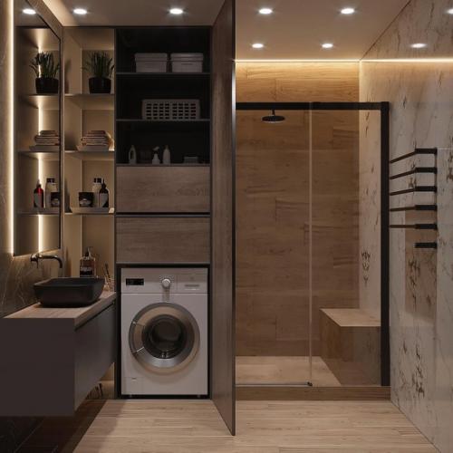 Душевая со встроенным бытовым шкафом. 01