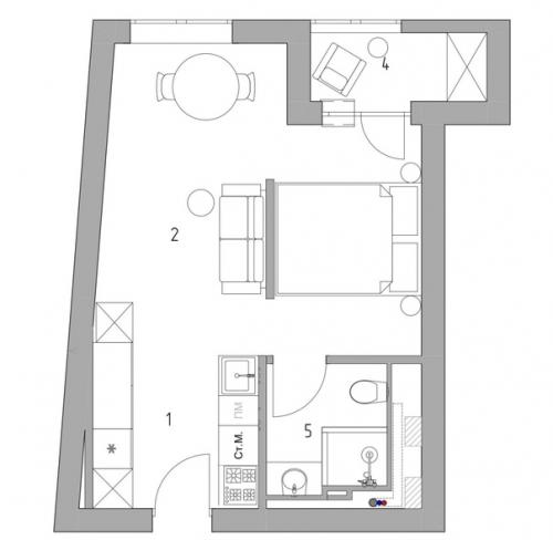 Маленькая, но вместительная квартира в стиле нео - Мемфис. 09