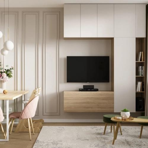 Кухня - гостиная и прихожая, площадью (соответственно) - 21 и 5, 2 кв. 01