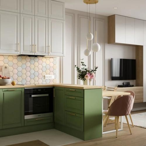 Кухня - гостиная и прихожая, площадью (соответственно) - 21 и 5, 2 кв.