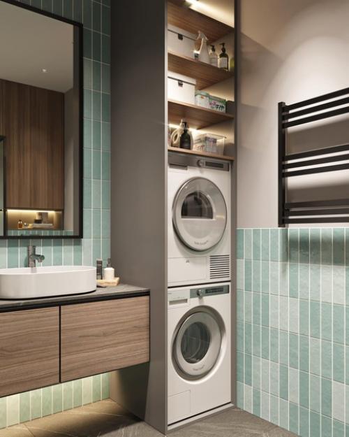 Душевая комната.  На 4, 54 м 2 разместили все необходимое и сделали это красиво. 04