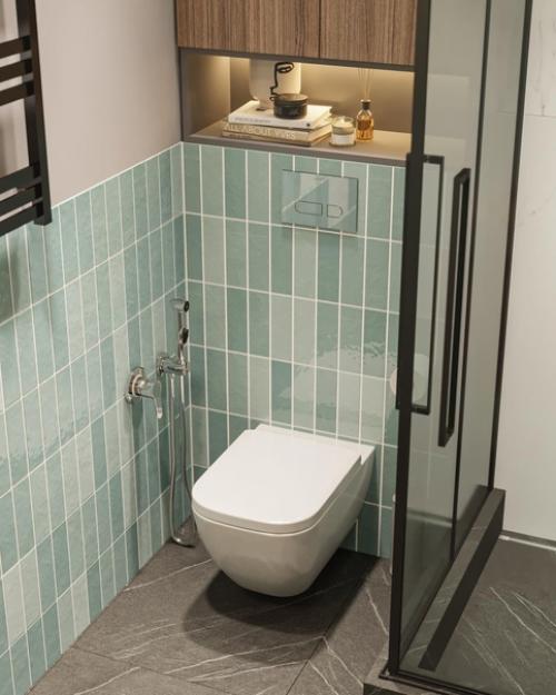 Душевая комната.  На 4, 54 м 2 разместили все необходимое и сделали это красиво. 06