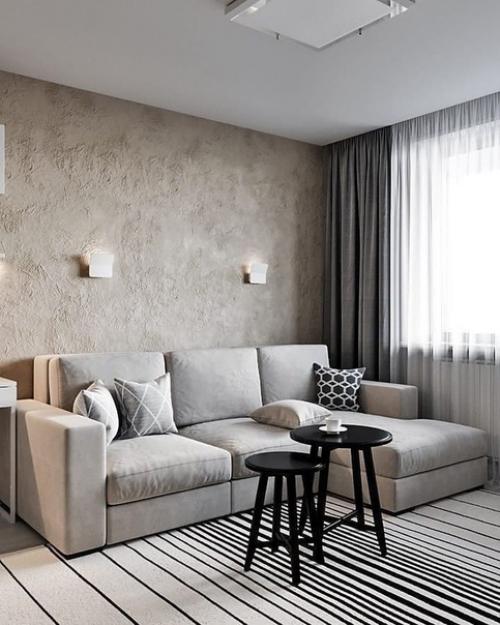 Проект однокомнатной квартиры с зонированой спальней, площадь 49 м 2.