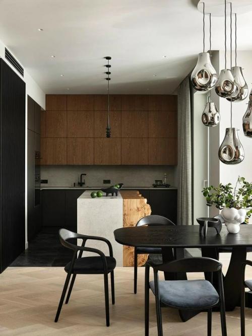 Сочетание фактур в этом московском интерьере играет главную роль - именно на них построено ощущение глубины, уюта и визуального интереса. 06