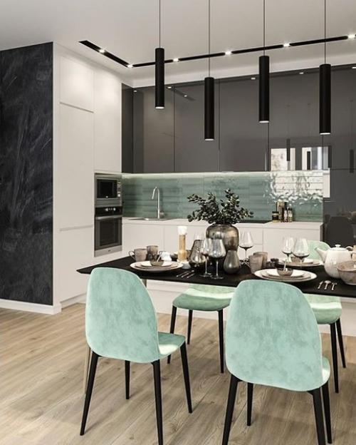 Кухня в серых тонах.