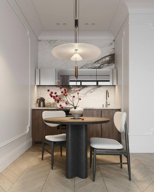 Компактное пространство раскрывается благодаря продуманной планировке, французскому минимализму и изящным деталям. 06