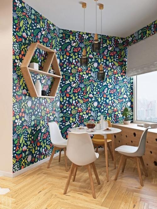 Шестигранники, светлая древесная текстура и майская зелень. 01