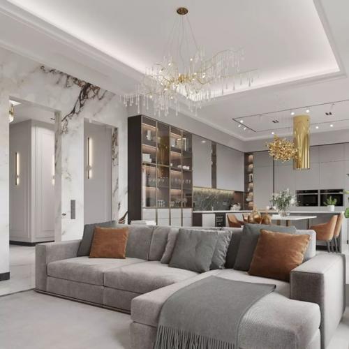 Дизайн - проект кухни - гостиной, площадью 43 кв. 01