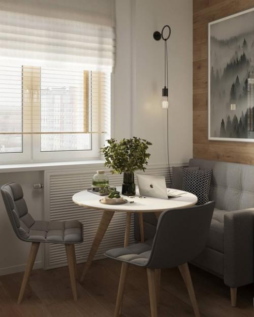 Интересный интерьер кухни с открытыми полками и площадью 9, 5 кв. 05